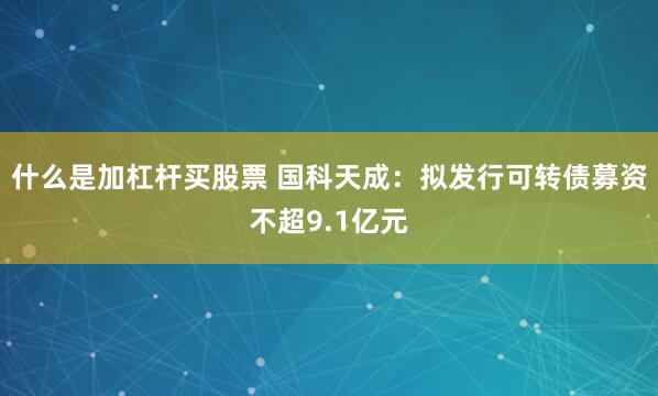 什么是加杠杆买股票 国科天成：拟发行可转债募资不超9.1亿元
