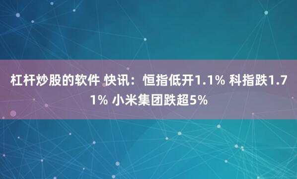 杠杆炒股的软件 快讯：恒指低开1.1% 科指跌1.71% 小米集团跌超5%