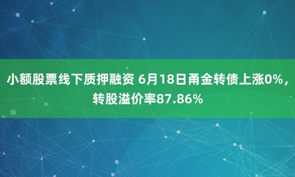 小额股票线下质押融资 6月18日甬金转债上涨0%，转股溢价率87.86%